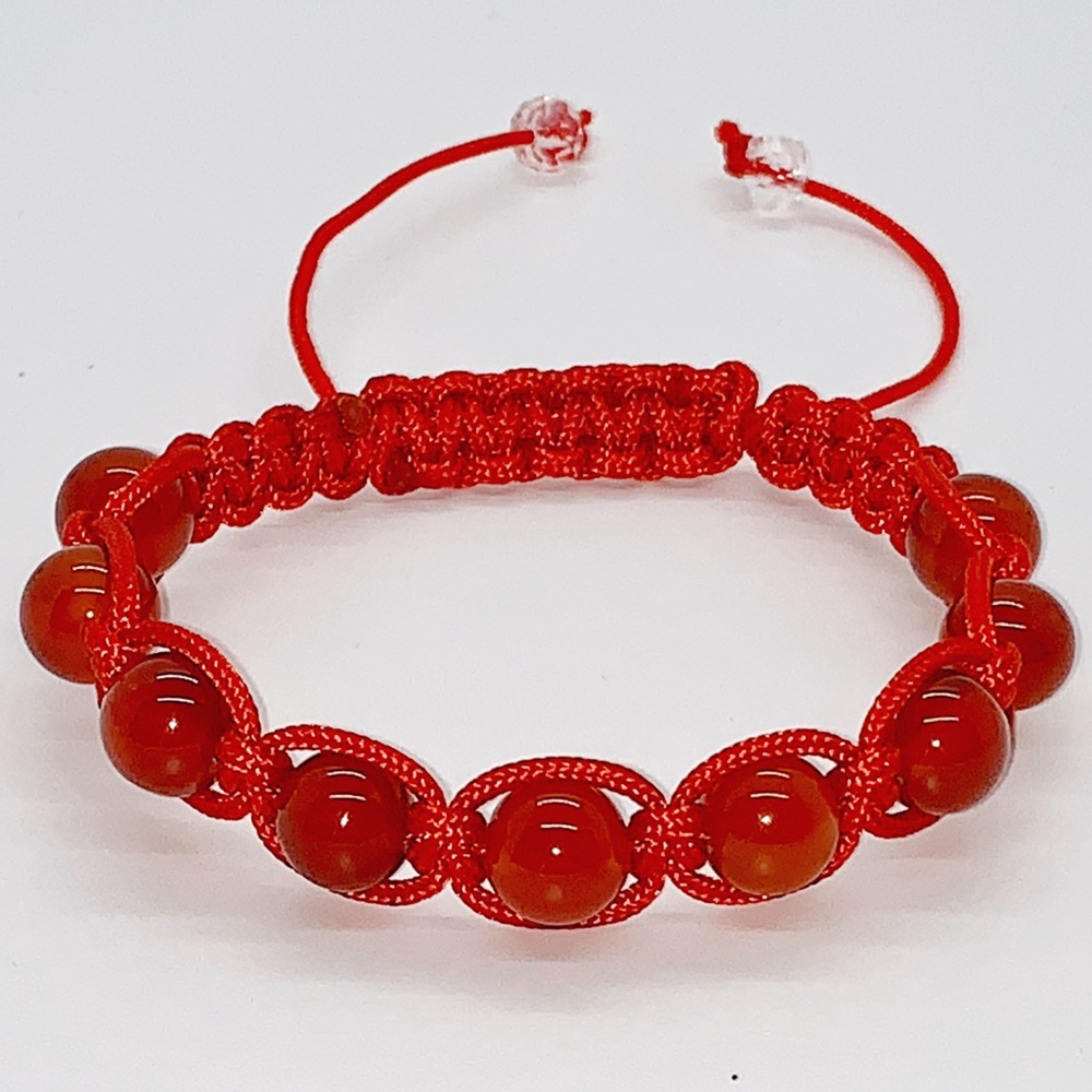 Red carnelian stone beaded bracelet